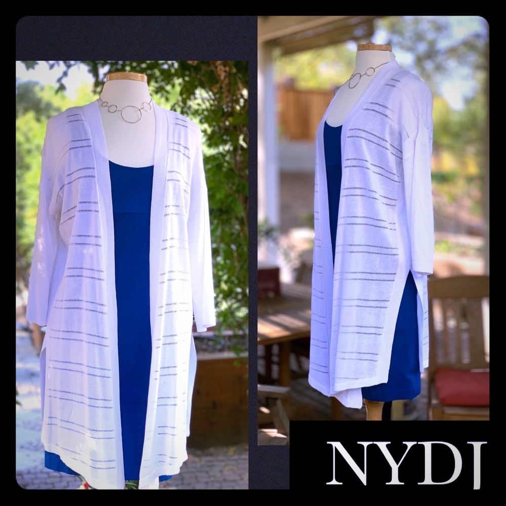 NYDJ lightweight white sweater “duster” cardigan